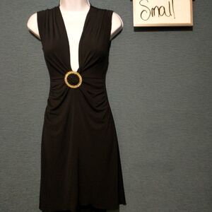 Xoxo sexy low cut black stretchy midi dress small